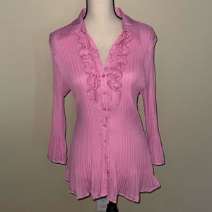 Vintage Y2K pink ruffle button down size 1x